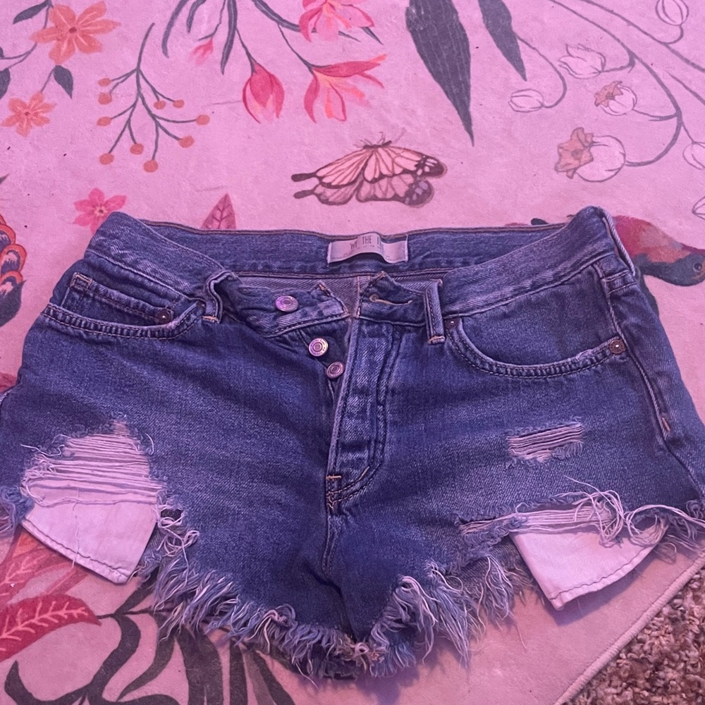 FP Movement by Free People Blue Distressed Jean Shorts
